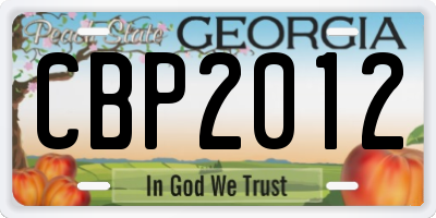GA license plate CBP2012