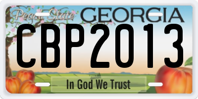 GA license plate CBP2013
