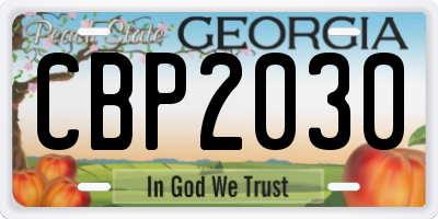 GA license plate CBP2030