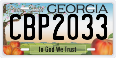 GA license plate CBP2033