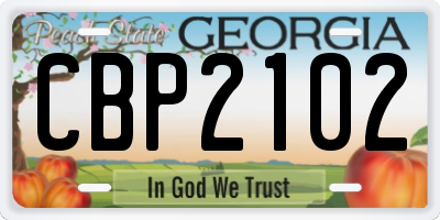 GA license plate CBP2102