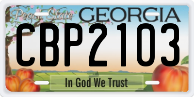 GA license plate CBP2103