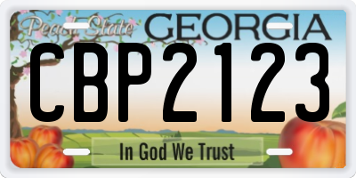GA license plate CBP2123