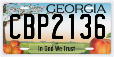 GA license plate CBP2136