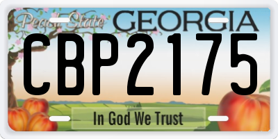 GA license plate CBP2175