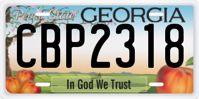 GA license plate CBP2318