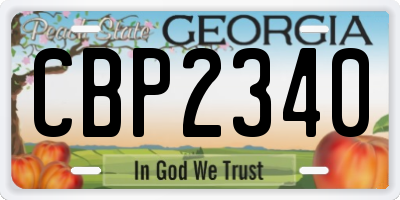 GA license plate CBP2340