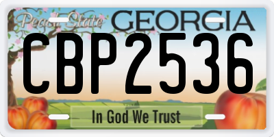 GA license plate CBP2536