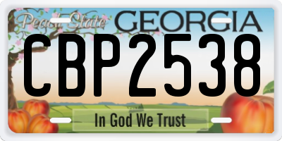 GA license plate CBP2538