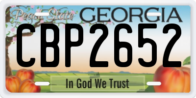 GA license plate CBP2652