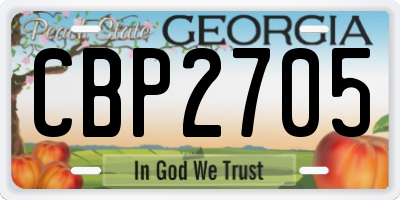GA license plate CBP2705