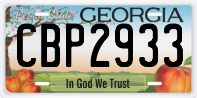 GA license plate CBP2933