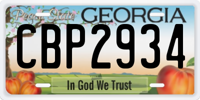 GA license plate CBP2934