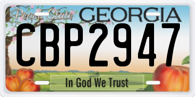 GA license plate CBP2947