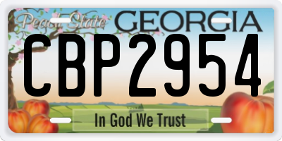 GA license plate CBP2954