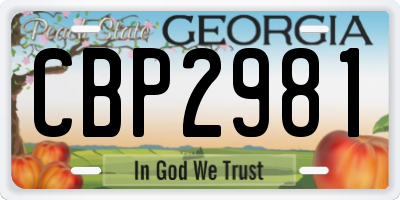 GA license plate CBP2981