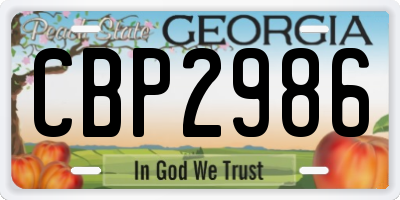 GA license plate CBP2986