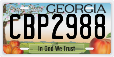 GA license plate CBP2988
