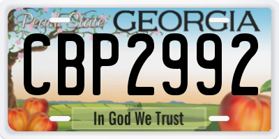 GA license plate CBP2992