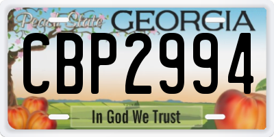 GA license plate CBP2994