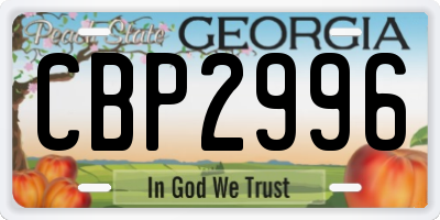 GA license plate CBP2996