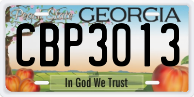 GA license plate CBP3013