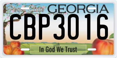 GA license plate CBP3016