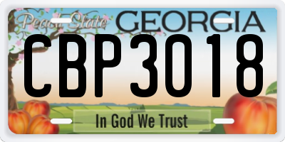 GA license plate CBP3018