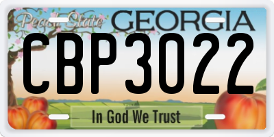 GA license plate CBP3022