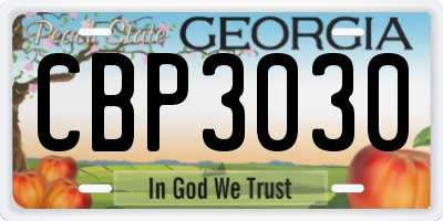 GA license plate CBP3030