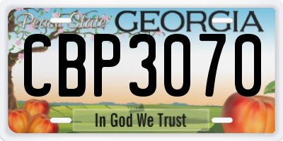 GA license plate CBP3070