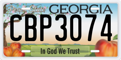 GA license plate CBP3074