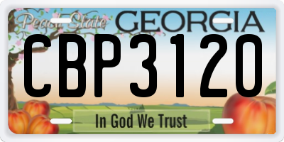 GA license plate CBP3120