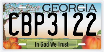 GA license plate CBP3122