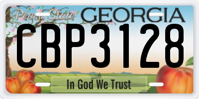 GA license plate CBP3128