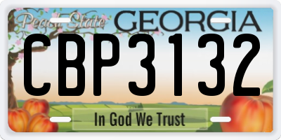 GA license plate CBP3132
