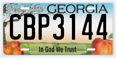 GA license plate CBP3144