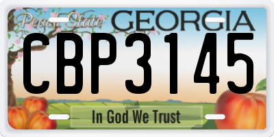 GA license plate CBP3145