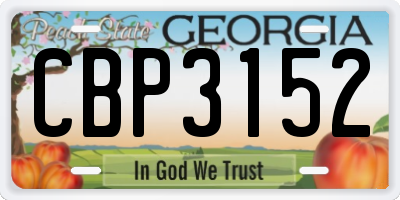 GA license plate CBP3152
