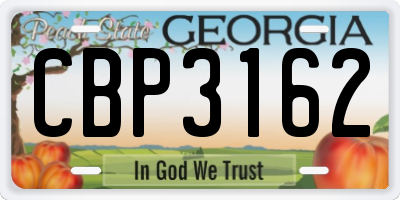 GA license plate CBP3162