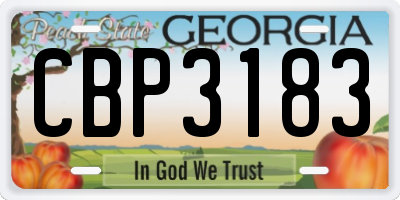 GA license plate CBP3183