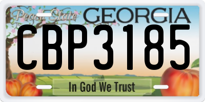 GA license plate CBP3185