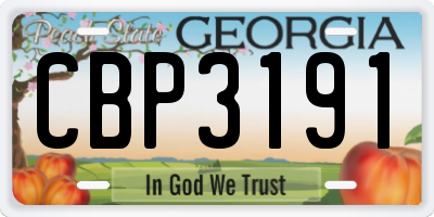 GA license plate CBP3191