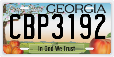 GA license plate CBP3192
