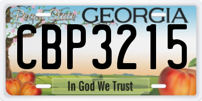 GA license plate CBP3215