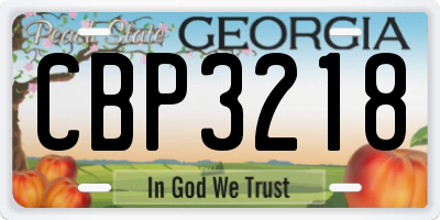 GA license plate CBP3218