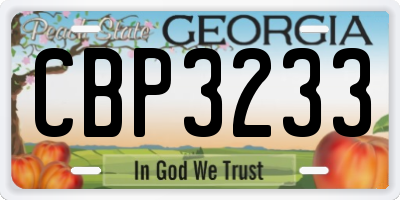 GA license plate CBP3233