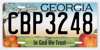 GA license plate CBP3248