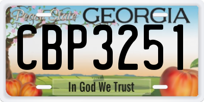 GA license plate CBP3251