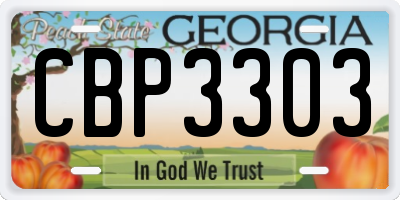 GA license plate CBP3303